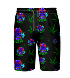 420 Skull Leaf Black Shirt and Short Set, Pack of 5 Sizes Sets, 1-M, 1-L, 1-XL, 1-XXL, 1-XXXL