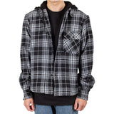 5 Pieces Pack of Black/Grey - Drippin Rose Flannel Shirt Hoddie 1S-1M-2L-1XL