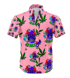 420 Skull Leaf Pink Shirt and Short Set, Pack of 5 Sizes Sets, 1-M, 1-L, 1-XL, 1-XXL, 1-XXXL